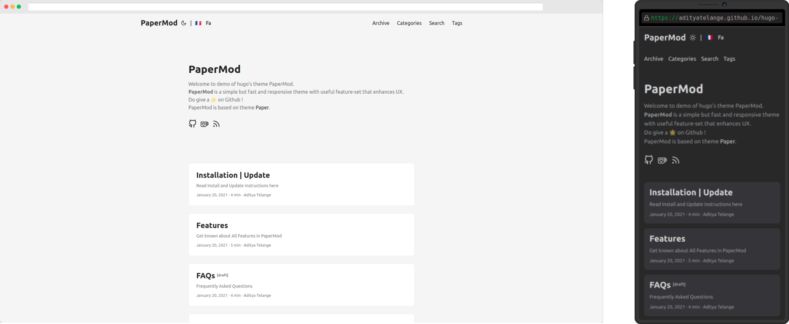 Hugo + PaperMod