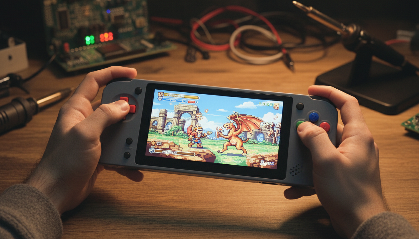 Rendering della console portatile Anbernic RG 55G1 con chip Snapdragon