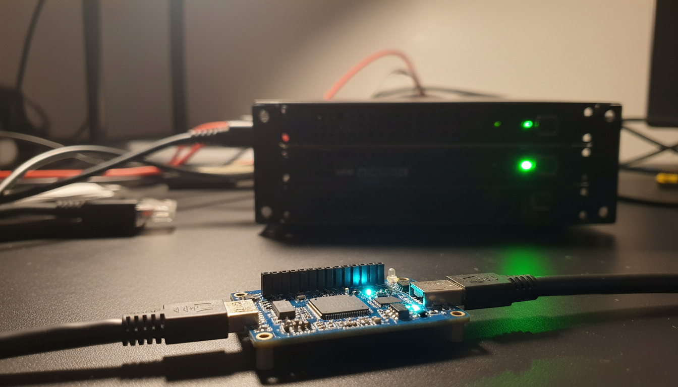 Scheda ESP32-P4 collegata a un bridge HDMI come IP-KVM open source